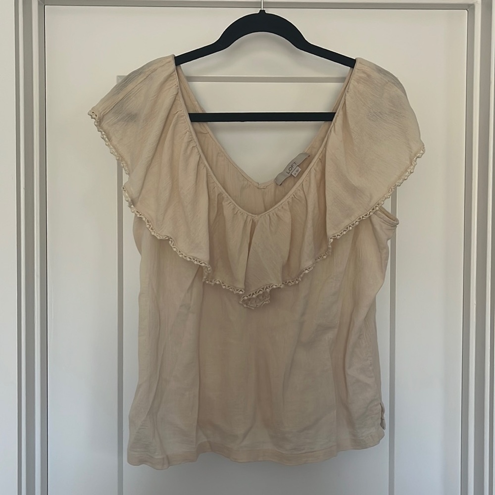 Loft workwear - cream ruffle top size M